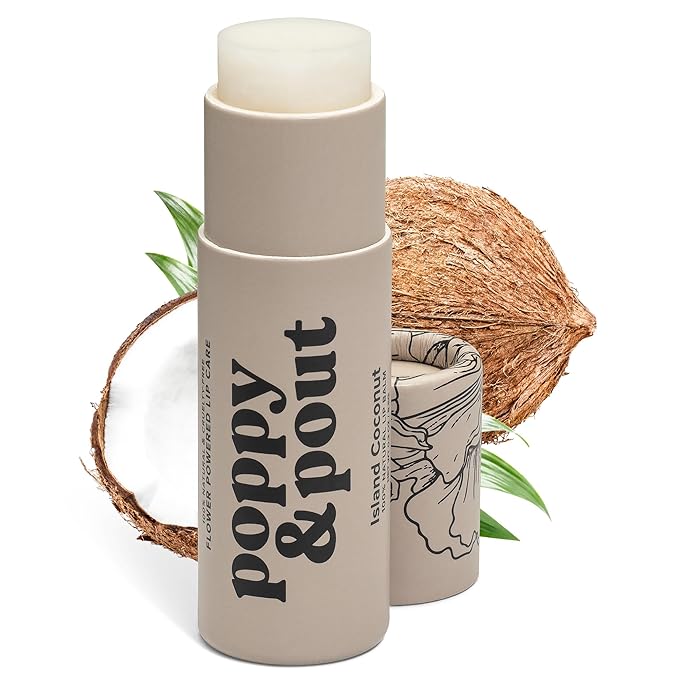 Poppy & Pout Island Coconut Jumbo Lip Balm | All Natural Lip Balms & Moisturizers | Hydrates with Beeswax, Vitamin E, Organic Coconut Oil | Cruelty-Free | Lip Balm in Recyclable Cardboard Tube-VivaGrace Women