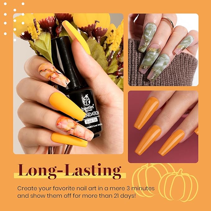 Beetles Fall Gel Polish Set, Burgundy Red Green Orange 6 Colors Gel Nail Polish Colors Sunset Leaves Soak Off Nail Art Lamp UV LED Cured Manicure Nail at Home Gifts for Women-VivaGrace Women