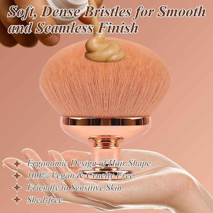 Blend & Blur Extra Large Body Makeup Brush for Self Tanner,GloréBrochas Leg Makeup & Bronzer Self Tan Applicator, 90MM Wide Round Head Kabuki Brush For Application (Rose-Gold)-VivaGrace Women