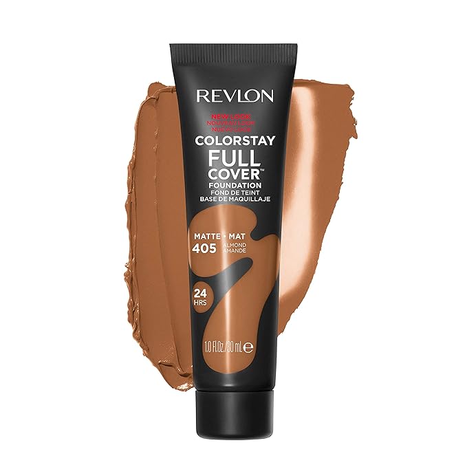 Revlon ColorStay Full Cover Longwear Matte Foundation, Heat & Sweat Resistant Lightweight Face Makeup, Almond (405), 1.0 oz-VivaGrace Women
