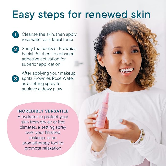 Frownies Rose Water Hydrator Spray - Hydrating Face Mist - Oil Control Toner for Face - Suitable for All Ages and Skin Types, 2oz-VivaGrace Women