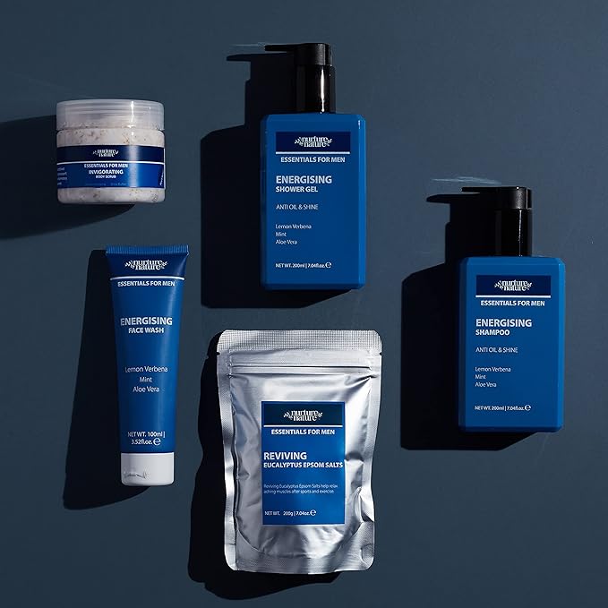 Nurture by Nature Mens Gift Set, Fathers Day Gifts, 5 x Men's Body Care Products Included, Gift Set Men, Mens Gift Basket, Men Body Wash Set, Men Bath Set, Self Care for Men, Men's Shower Kit-VivaGrace Women