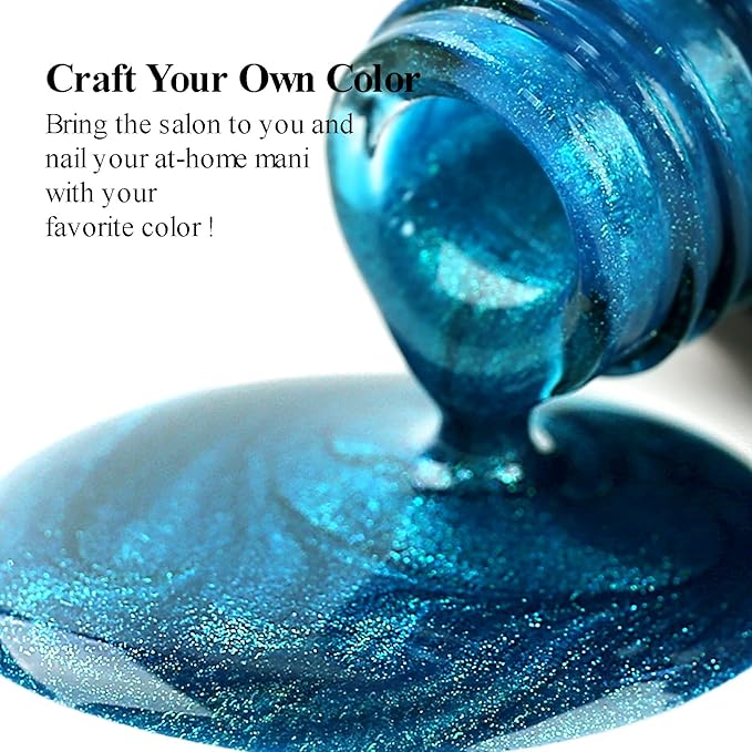 Imtiti Glitter Blue Gel Nail Polish, 0.5 fl oz Shimmer Blue Gel Polish UV/LED Soak Off Nail Design for Spring and Summer