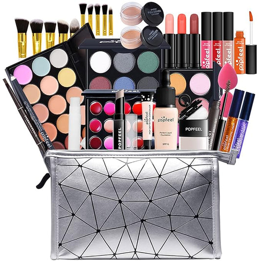Makeup Sets For Women, with Makeup Palettes, Eye Shadow Palette Set, Foundation Concealer, Clear Lip Gloss, Eyeliner, Makeup Brush Kit, Makeup Sponge, Reusable Cosmetic Bag, Mothers Day Gift-VivaGrace Women