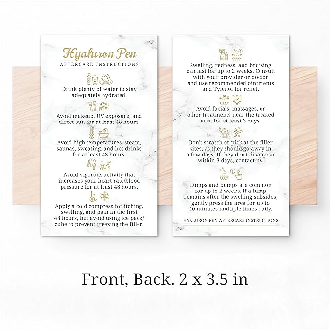 100 Pack - Premium Hyaluron Pen Lip Filler Aftercare Instructions Card 2 x 3.5" Accessories Supplies Kit Care - HP22A100_N-VivaGrace Women
