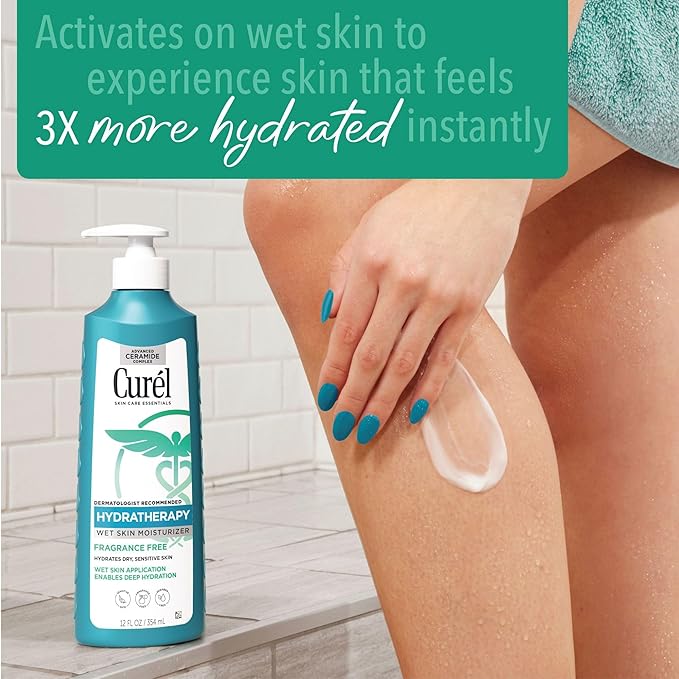 Curel Hydra Therapy In Shower Lotion, Itch Defense Body Moisturizer with Advanced Ceramide Complex, Vitamin E, & Oatmeal Extract, 12 Oz-VivaGrace Women