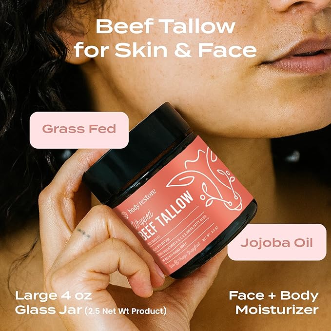 Body Restore Grass Fed Whipped Beef Tallow for Skin, Face, Body, Dry Skin - with Manuka Honey, Jojoba Oil, Birthday Gifts for Women, Men, Travel Essentials, Self Care - Citrus-VivaGrace Women