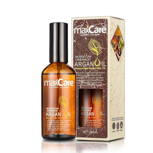 MaxCare Moroccan Argan Oil Hair Serum – Color Protect & Nourishing Treatment for Frizz Control, Shine & Heat Protection, 100ml – Lightweight, Non-Greasy, Sulfate-Free-VivaGrace Women