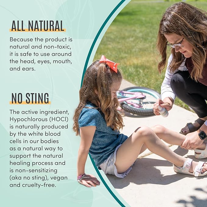 Active Skin Repair First Aid Healing Skin Spray - Natural & Non-Toxic with Hypochlorus Acid for Minor Cuts, Wounds, Scrapes, Rashes, Sunburns, & More, 3 oz-VivaGrace Women