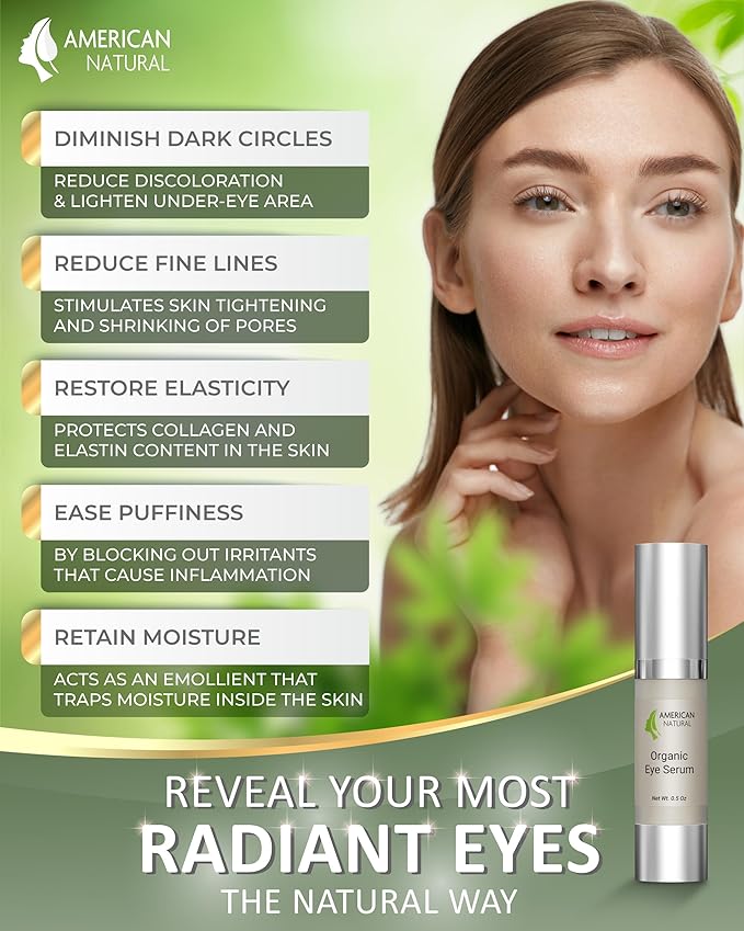 Blend Organic Eye Serum For Bags Under Eyes - Dark Eye Circle Remover with Eyebright Extract - Under Eye Serum For Dark Circles and Puffiness - Anti Aging Eye Cream For Women (0.5Oz)-VivaGrace Women