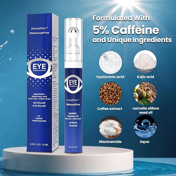 5% Caffeine Eye Serum and Under Eye Roller Cream with 360° Massage Ball for Dark Circles and Puffiness | Under Eye Bags Reduce Wrinkles & Fine Lines | Suitable for All Skin Types | Aloe Scented-VivaGrace Women