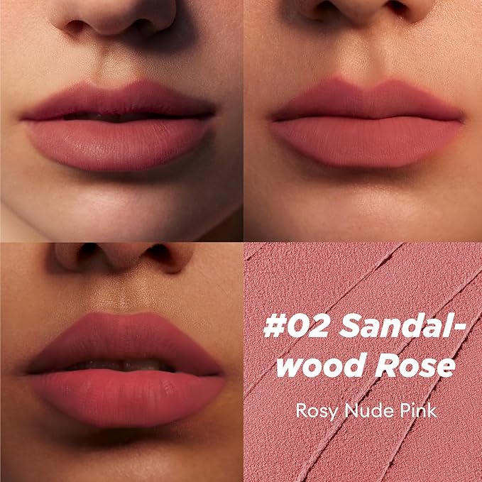 ITY Velvet Matte Finish Lip Stain-Mousse Textured Pudding Pot Lip Clay with Brush, Nude Shade, Dual-Use as Lipstick and Blush, Conceals Lip Lines, Rich Pigment, 0.21 oz (6g) in Sandalwood Rose-VivaGrace Women