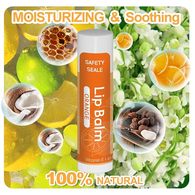 10 Pack Natural Lip Balm Bulk with Vitamin E and Coconut Oil Valentine's Day best choice - Moisturizing, Soothing, and Repairing Dry and Chapped Lips - 10 Flavors - Non-GMO-VivaGrace Women