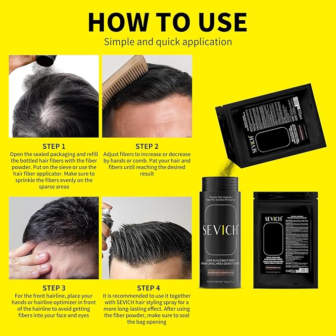 SEVICH Hair Fibers Refill 100g - Compatible with Most Brand Bottles | Hair Building Fibers for Thinning Hair | Instant Thickening Powder for Men & Women | 5-Second Natural Coverage,Medium Blonde-VivaGrace Women