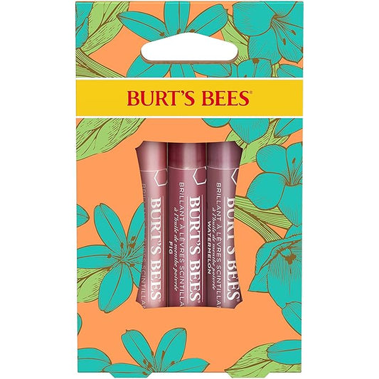 Burt's Bees Lip Balm Spring Gifts, 3 Nourishing Lip Care Shimmers for All Day Glow, Kissable Color Spring Gift Set -Peony, Fig & Rhubarb (Packaging May Vary)-VivaGrace Women