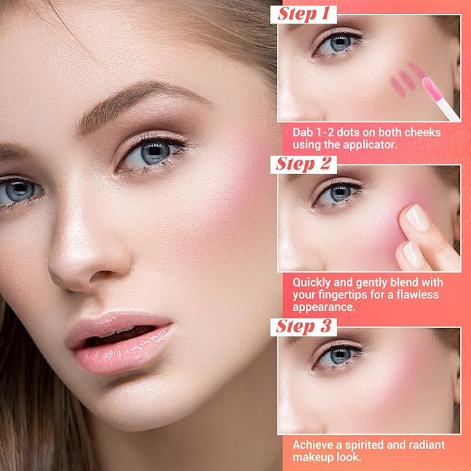 Color Changing Blush Oil, Liquid Blush Oil for Cheeks, Long-lasting Waterproof Blush, Dewy & Natural Flush Finish, Reacts to Your Skin's pH for a Customized Look-VivaGrace Women