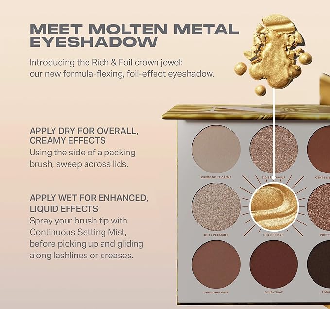 Morphe Rich & Foiled Artistry Palette - Foil-Effect Eyeshadow Palette with Matte, Shimmer & Foil Finishes - Brown & Gold Eyeshadow with Luminous Payoff - Gold Seeker (0.35 oz)-VivaGrace Women