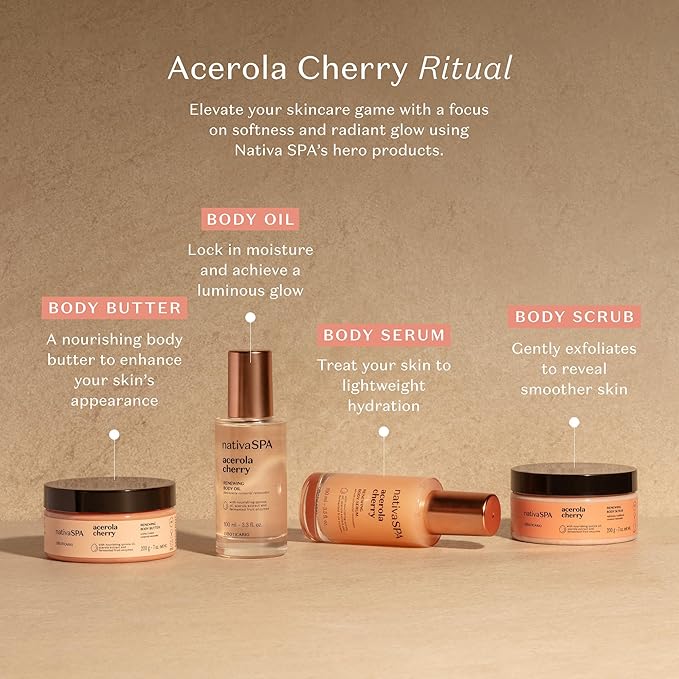 Nativa SPA by O Boticario Acerola Cherry Renewing Body Scrub, Gentle Exfoliation for Smooth, Radiant Skin, 7.05 Ounce (200g)-VivaGrace Women