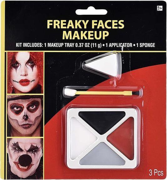 Freaky Faces Makeup Kit - 1 Count - Includes Makeup Tray, Applicator, & Sponge - Complete Spooky Makeup Tray, Easy-Apply Applicator & Soft Sponge for Perfect Scary Look-VivaGrace Women