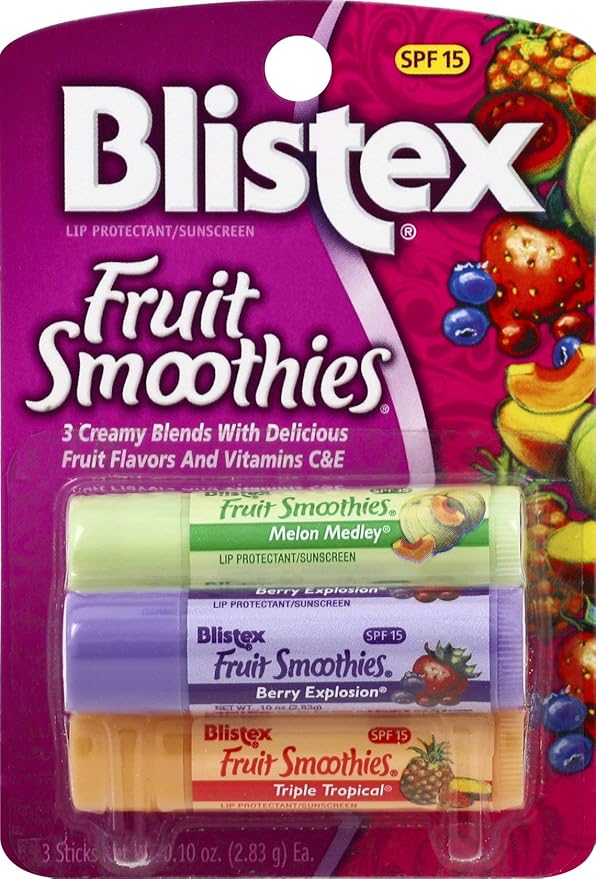 Blistex Fruit Smoothies Lip Protectant Assorted, 3 ct (Packaging May Vary)-VivaGrace Women
