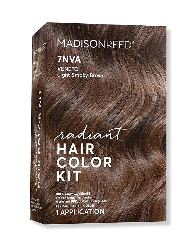 Madison Reed Radiant Hair Color Kit | 7NVA Light Smoky Brown (Veneto Brown) for 100% Gray Hair Coverage | Salon Quality Permanent Hair Dye | PPD-Free & Ammonia-Free | (Packaging May Vary) 1 Pack-VivaGrace Women