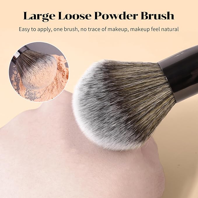 MAANGE 7pcs Makeup Brush Set Double Sided Kabuki Makeup Brushes Contour Brush for Foundation Liquid Powder Concealer Cream Cosmetics Bronzer Blending Blush Buffing Makeup Tools (Black)-VivaGrace Women