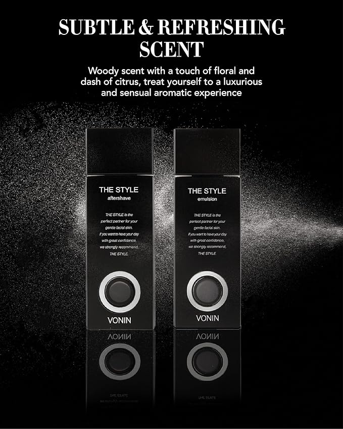 (The Style Aftershave Set, 11.5fl oz) - Men's Skincare Kit for Smooth Skin CoQ10, Cypress, AHA | Korean Skincare-VivaGrace Women