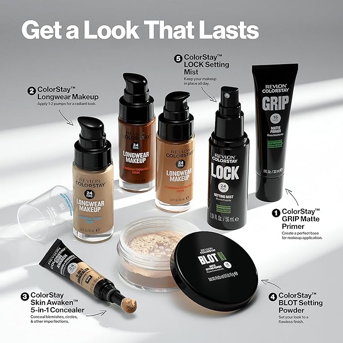Revlon Liquid Foundation, ColorStay Face Makeup for Combination & Oily Skin, SPF 15, Medium-Full Coverage with Matte Finish, Cappuccino (410), 1.0 oz-VivaGrace Women
