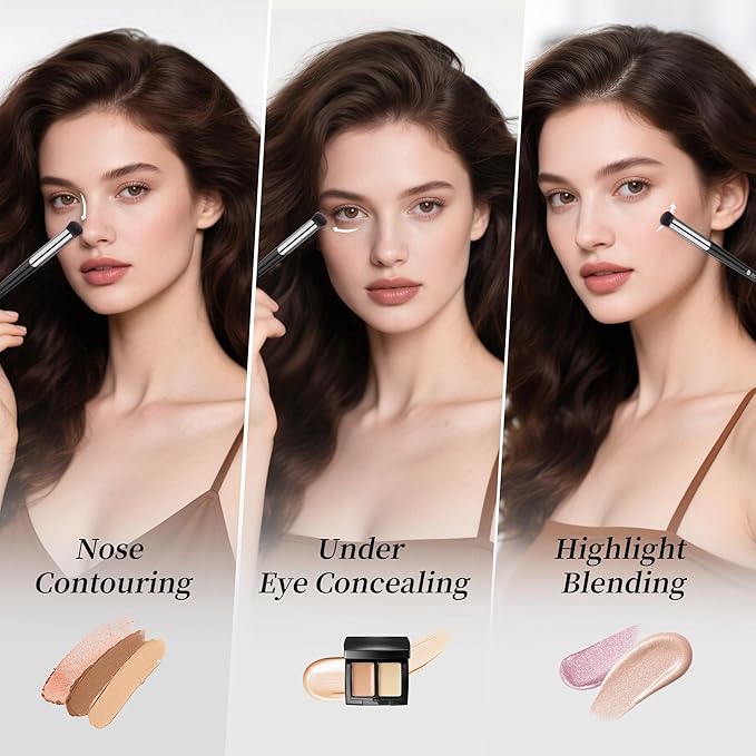DUcare Concealer Brush Under Eye, Angled Small Nose Contour Brush, Mini Thin Slanted Foundation Dark Circles Puffiness, Puffy Face Eyebrow Eyes, Liquid Cream Blending-VivaGrace Women