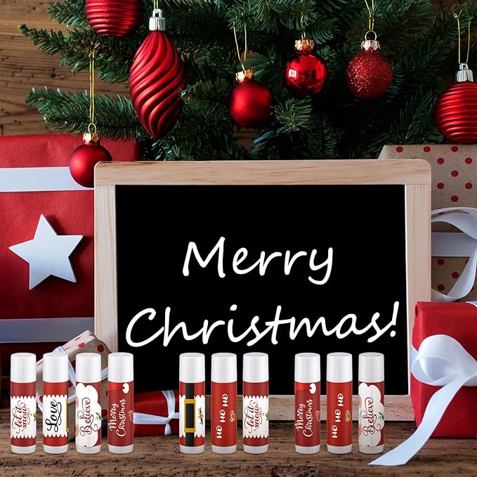 50 Pieces Christmas Santa Lip Balm Bulk Gift Christmas Gift for Women Moisturizing Lip Care Product for Seasonal Winter Holiday Xmas Party Gift-VivaGrace Women