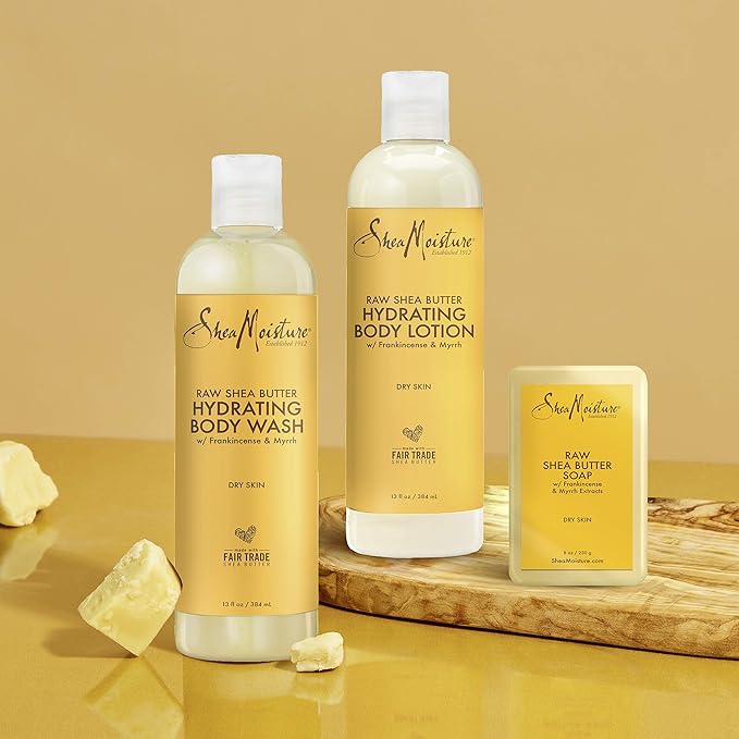 SheaMoisture Hydrating Bath and Body Kit Skin Care Products for Dry Skin Raw Shea Butter Hydrating Pack of 3-VivaGrace Women