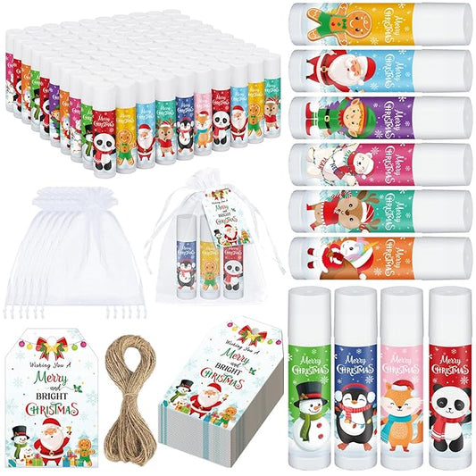 100 Pack Christmas Party Gifts Bulk Lip Balms Favors Bulk Christmas Stocking Stuffers Holiday Party Goodies Gifts Small Thank You Employee Appreciation Gifts for Women Men Coworkers Staff-VivaGrace Women