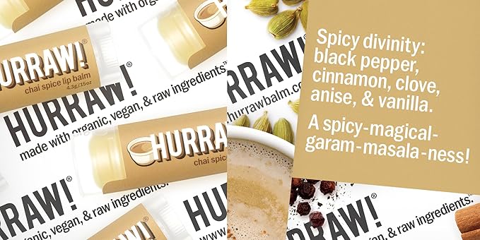 Hurraw! Chai Spice Lip Balm, 2 Pack: Organic, Certified Vegan, Cruelty and Gluten Free. Non-GMO, 100% Natural Ingredients. Bee, Shea, Soy and Palm Free. Made in USA-VivaGrace Women