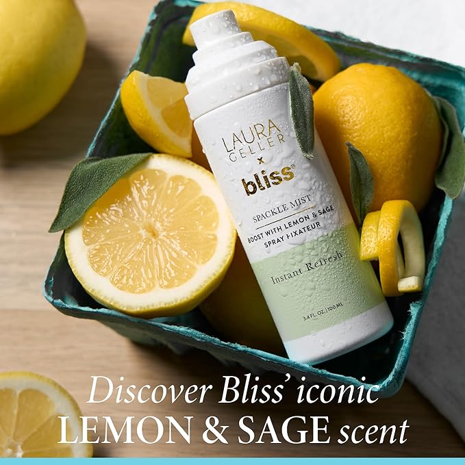 LAURA GELLER NEW YORK x Bliss Spackle Mist Boost with Lemon & Sage - Long-Lasting Dewy Skin Makeup Setting Spray - Brighten and Soothe Dull Skin-VivaGrace Women