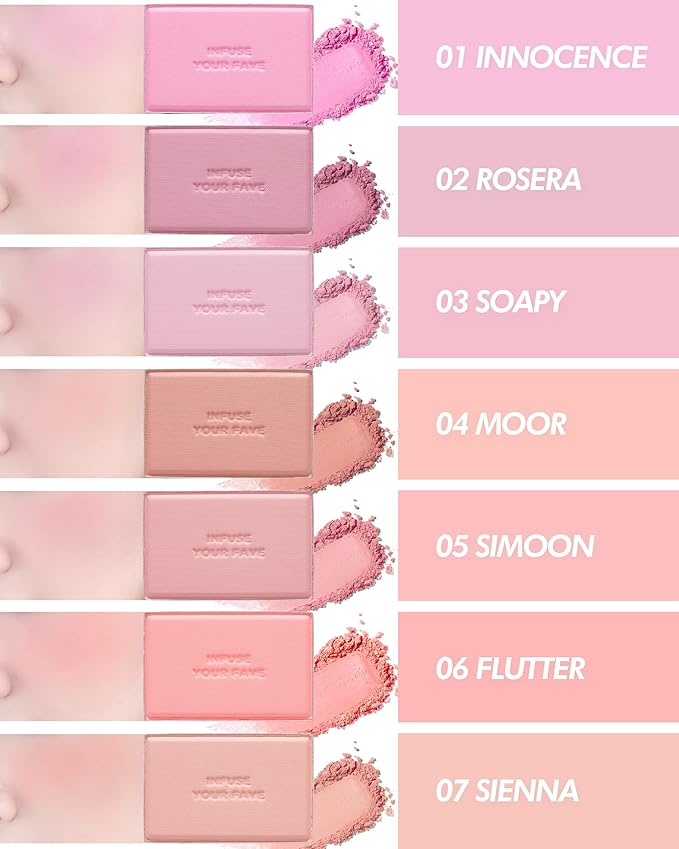 HOLIKA HOLIKA Infusing Blush with Brush - Lightweight, Smooth, Blendable Cheek Blusher, Sebum-Control, Natural Pore Coverage, Built-In Brush, Long-Lasting Pigment for Romantic Mood (05 SIMOON)-VivaGrace Women