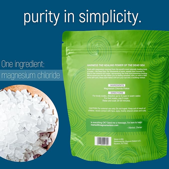 Magnesium Flakes for Bath - Magnesium Chloride Flakes - Dead Sea Salts for Soaking, 3 LBS-VivaGrace Women
