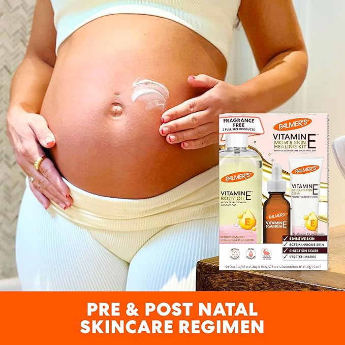 Palmer's Vitamin E Mom's Skin Healing Body Care Kit, Pregnancy and Postpartum Essentials Includes Body Oil, Scar Serum and Concentrated Body Cream-VivaGrace Women