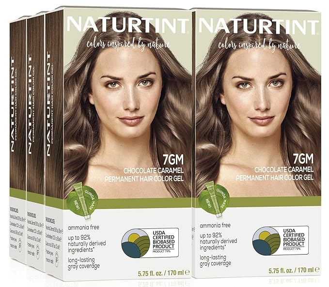 Naturtint 7GM Chocolate Caramel Permanent Hair Color (Pack of 6), Ammonia Free, Vegan, Cruelty Free, up to 100% Gray Coverage, Long Lasting Results (Packaging may vary)-VivaGrace Women