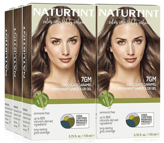 Naturtint 7GM Chocolate Caramel Permanent Hair Color (Pack of 6), Ammonia Free, Vegan, Cruelty Free, up to 100% Gray Coverage, Long Lasting Results (Packaging may vary)-VivaGrace Women