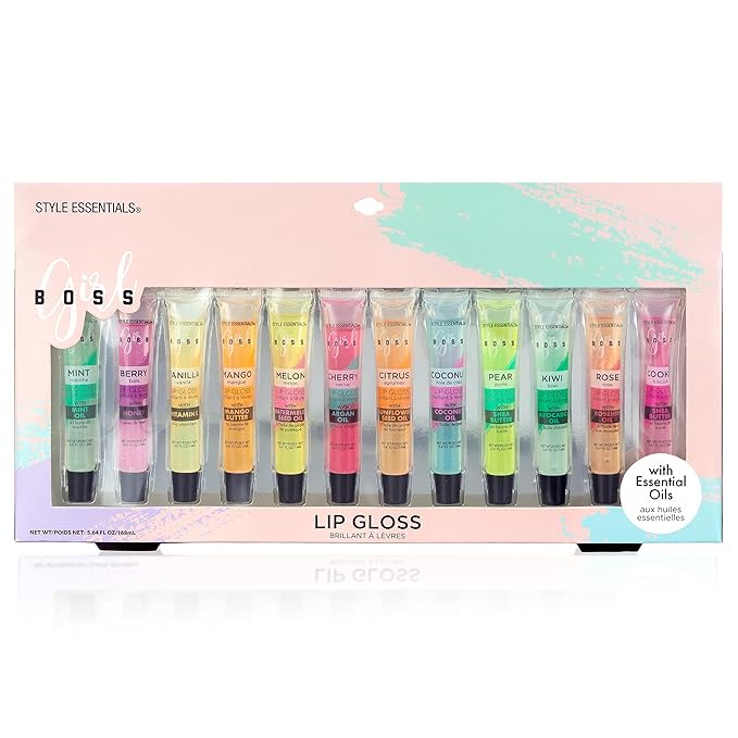 Expressions 12pc Lip Gloss Lip Oil Collection – Lip Gloss Tubes with Essential Oils, Moisturizing, Hydrating Lip Glosses, Lip Glow Oil, Hydrating Lip Balm-VivaGrace Women