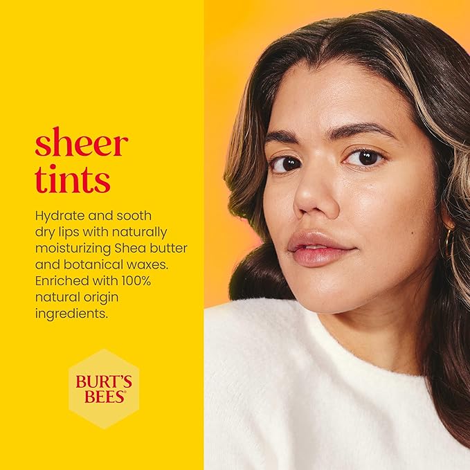 Burt's Bees Lip Tint Balm with Long Lasting 2 in 1 Duo Tinted Balm Formula, Color Infused with Deeply Hydrating Shea Butter for a Natural Looking Buildable Finish, Raspberry Zinnia (2-Pack)-VivaGrace Women