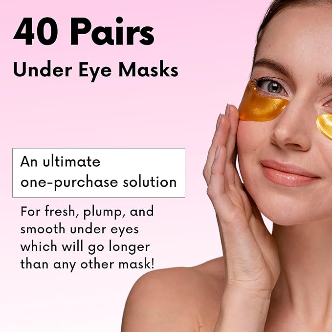 Under Eye Patches For Puffy Eyes (40 Sets) With Bonus Lip Masks - Under Eye Patches for Dark Circles and Puffiness - Under Eye Mask Treatment - Hydrating 4 Flavors Eye Masks - Reduce Dark Circles-VivaGrace Women