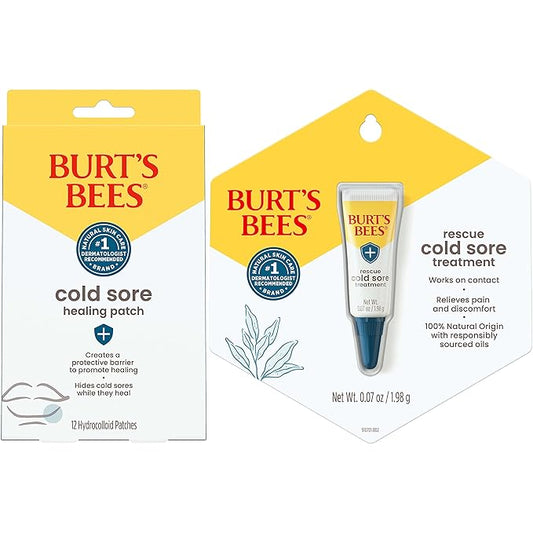 Burt's Bees Cold Sore Treatment Bundle with Burt’s Bees Cold Sore Healing Patches and Burt’s Bees Cold Sore Treatment with Rhubarb and Sage, Protects and Heals Cold Sores, Relieves Symptoms-VivaGrace Women