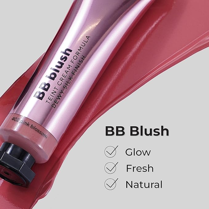 Lamel BB Blush Cheek Makeup - Lightweight and Long Lasting Liquid Blush - Blendable Cream Blush for Cheeks, Natural Finish Cream Contour - Pink Liquid Blush, 402 (Pink Blossom) -10ml/0,33fl.oz-VivaGrace Women