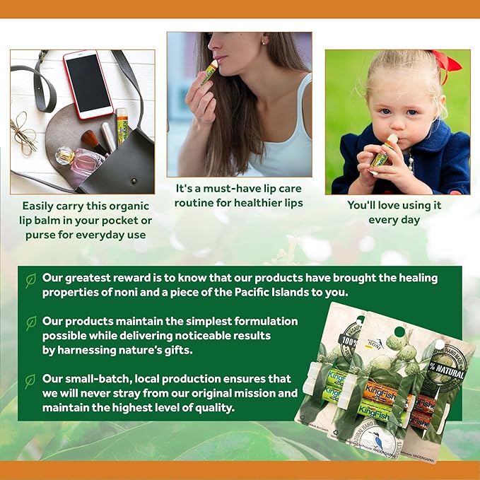 Lip Balm Mint,100% Natural Moisturizing Lip Balm, Ultra Hydrating Lip Care, Original Noni Oil & Virgin Coconut Oil, Fresh Mint Flavor Lip Care (Pack of 2)-VivaGrace Women