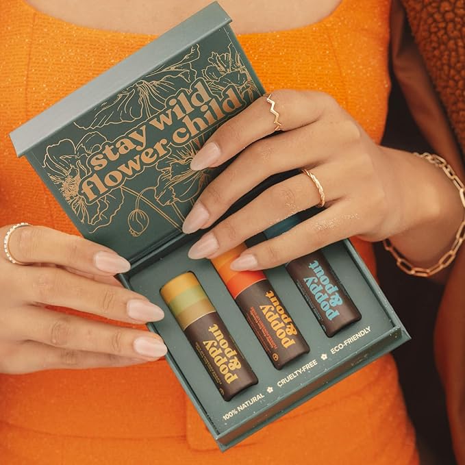 Jumbo Lip Balm Gift Set (3-Pack, Retro Surf) | Poppy & Pout All Natural Lip Balms & Moisturizers | Hydrates with Beeswax, Vitamin E, Organic Coconut Oil | Cruelty-Free | Recyclable Cardboard Tube-VivaGrace Women