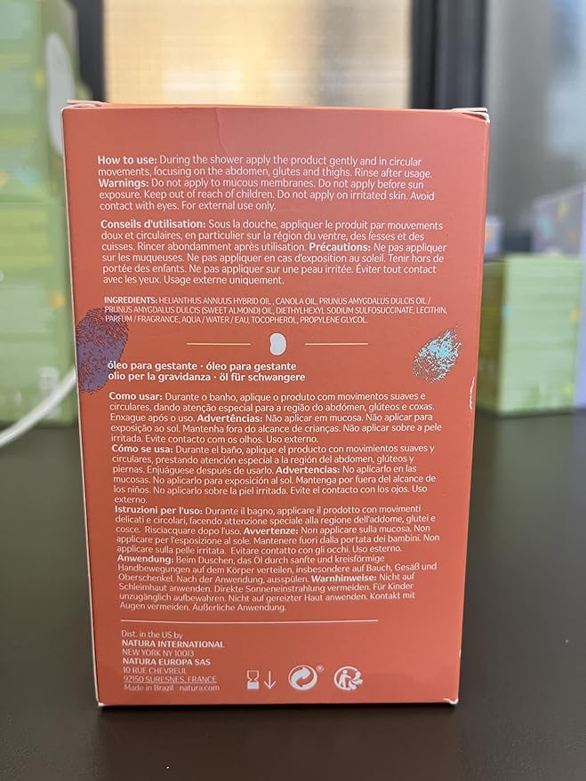 natura - Mamãe e Bebê Mom Stretch Marks Oil - Moisturizing Shower Oil - Skin Elasticity - 100% Vegan - Almond Oil - 97.3% Natural Origin - All Skin - Cruelty Free - Baby Essentials - 6.7 fl oz (200ml)-VivaGrace Women