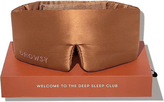 DROWSY Silk Sleep Mask. Face-Hugging, Padded Silk Cocoon for Luxury Sleep in Total Darkness. (Pumpkin Spice)-VivaGrace Women