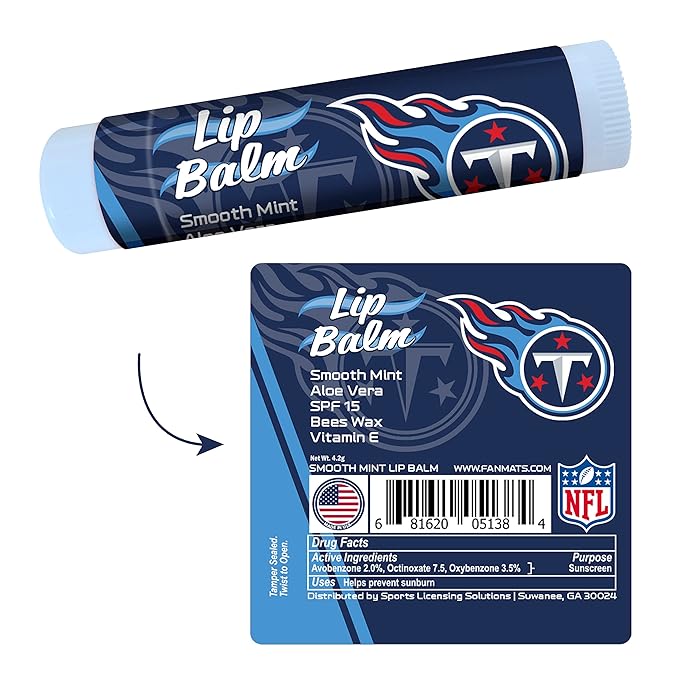FANMATS 34753 Tennessee Titans Smooth Mint SPF 15 Lip Balm-VivaGrace Women