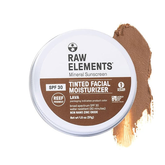 Raw Element Ultra-Moisturizing Tinted Face Cream, Non Toxic Mineral Face Sunscreen, Daily Tinted Moisturizer, Non-Nano Zinc Oxide, Reef Friendly, All Ages, SPF 30, 1.8 oz, Lava, Pack of 1-VivaGrace Women